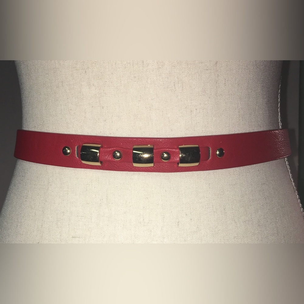 KENNETH COLE REACTION Red Women’s Belt With Goldtone Embellishments